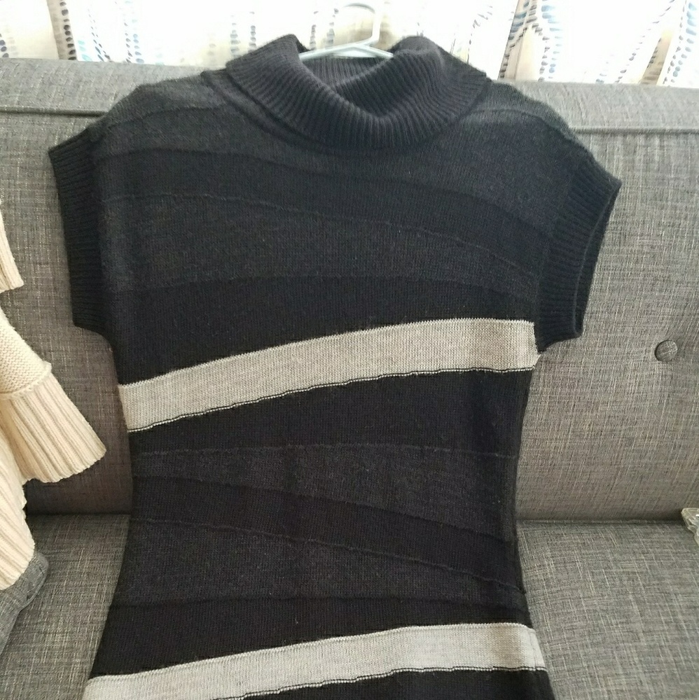 Black and gray sweater dress